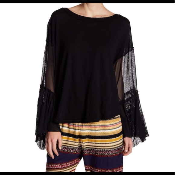 Free People mesh bell sleeve shirt - Picture 2 of 5